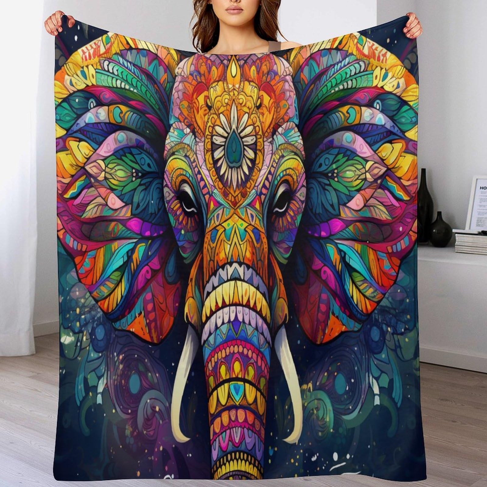 Couverture polaire éléphant chaude et facile à entretenir pour canapé 150x200