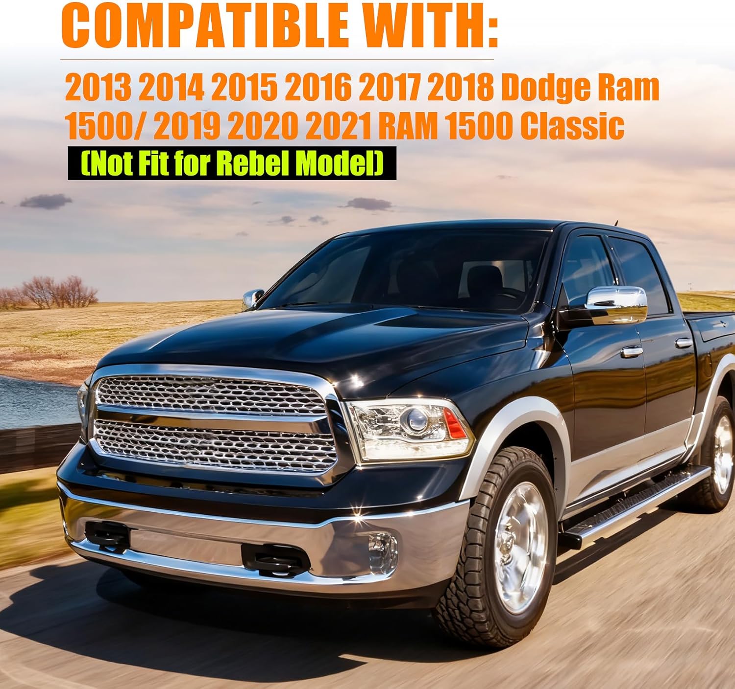 LED Fog Light Assembly with DRL Turn Signal, Front Driving Lamps Kit Compatible with 2013-2018 Dodge Ram 1500 & 2019-2021 Ram 1500 Classic DOT/SAE Compliant Driver & Passenger Side