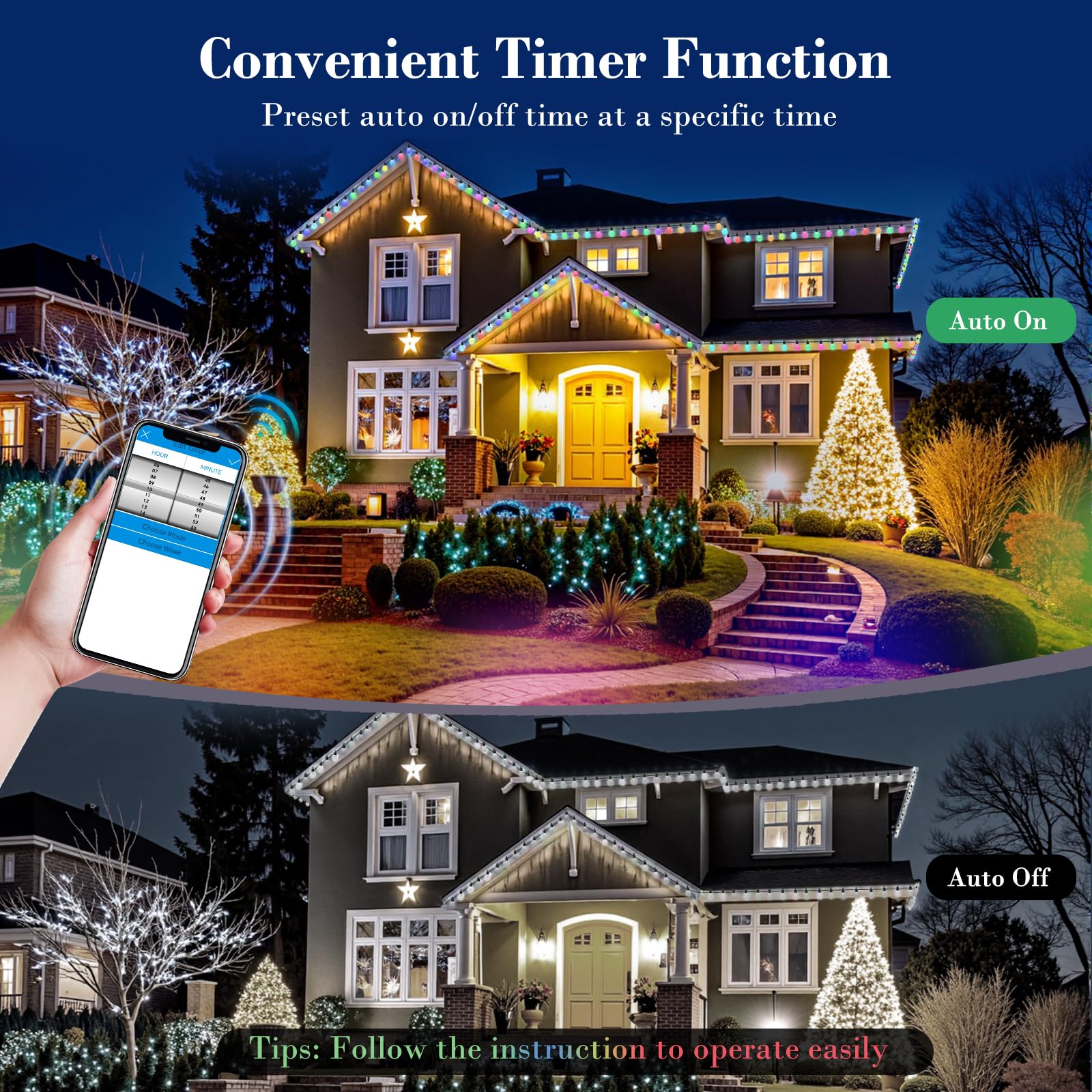 Lichterkette für den Außenbereich, Lichterkette mit bunten Kugeln, 50 LEDs, für den Außenbereich, 30 m, zur Dekoration von Halloween, Balkon, Garten, Party
