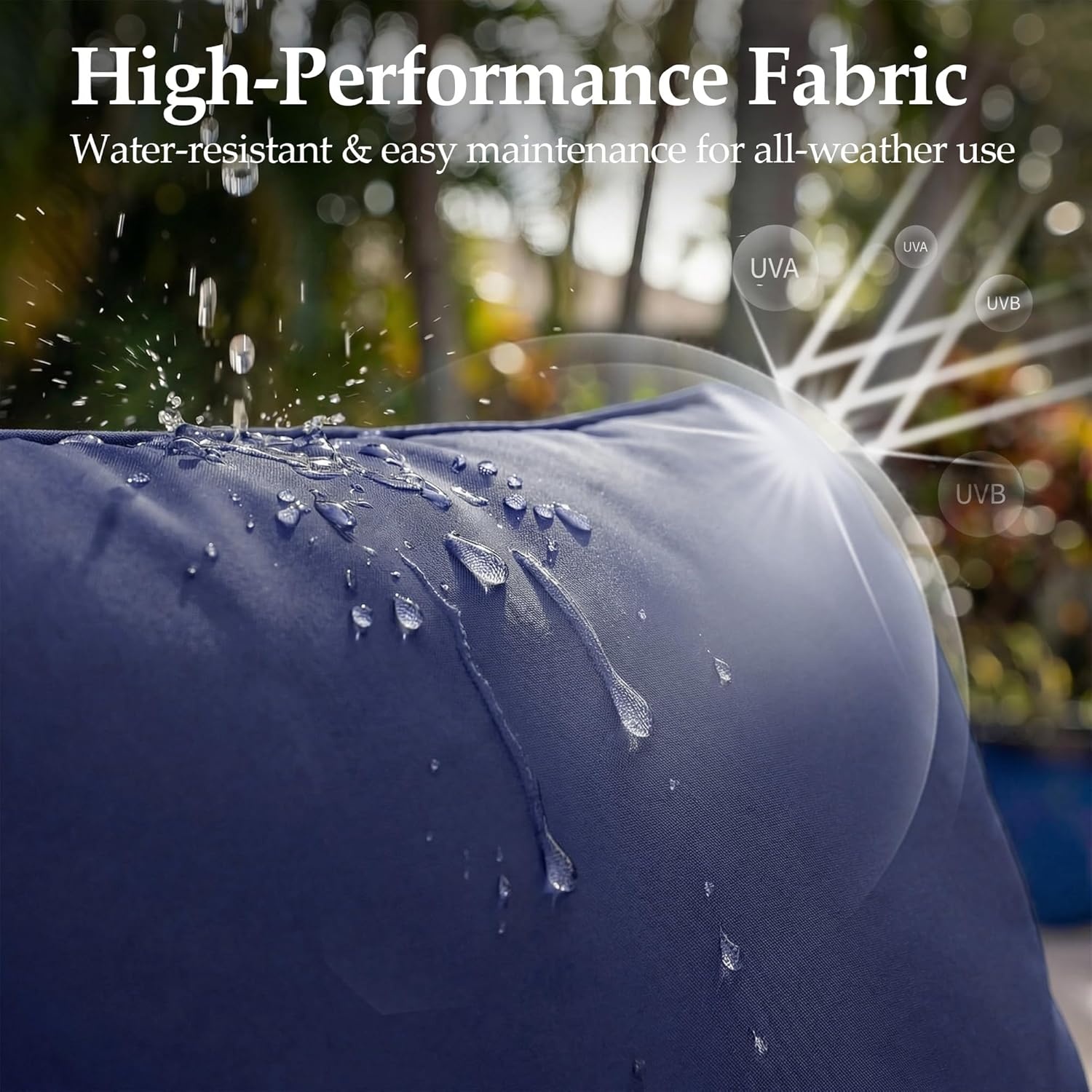 UPHA 4 Pieces Patio Furniture Set, Metal Outdoor Sectional Couch Set with 3-Seat Sofa, 2 Chairs, Coffee Table, Modern Patio Conversation Set for Porch Balcony Deck, 5 Seats, Navy Blue