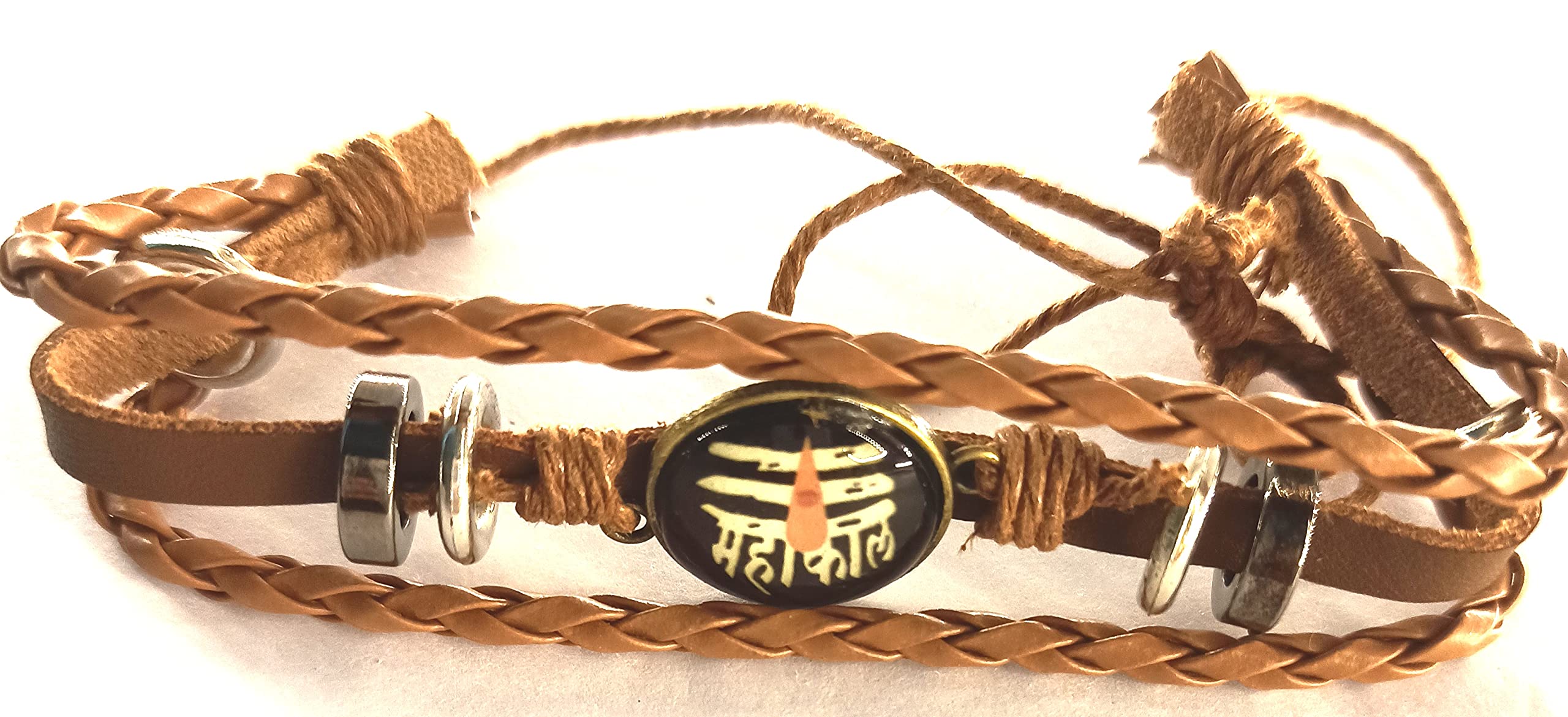 genericA.B. Enterprises MAHAKAAL Leather and radium finish Multistrand Bracelet for Men and Boys