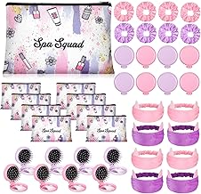 Abbylike 32 Pcs Spa Party Favors for Women, Sleepover Party Supplies for Girls Lovely Headbands Satin Hair Scrunchies Hair Brush Gift Bags with Mirrors for Spa Sleepover Birthday Gifts Supplies