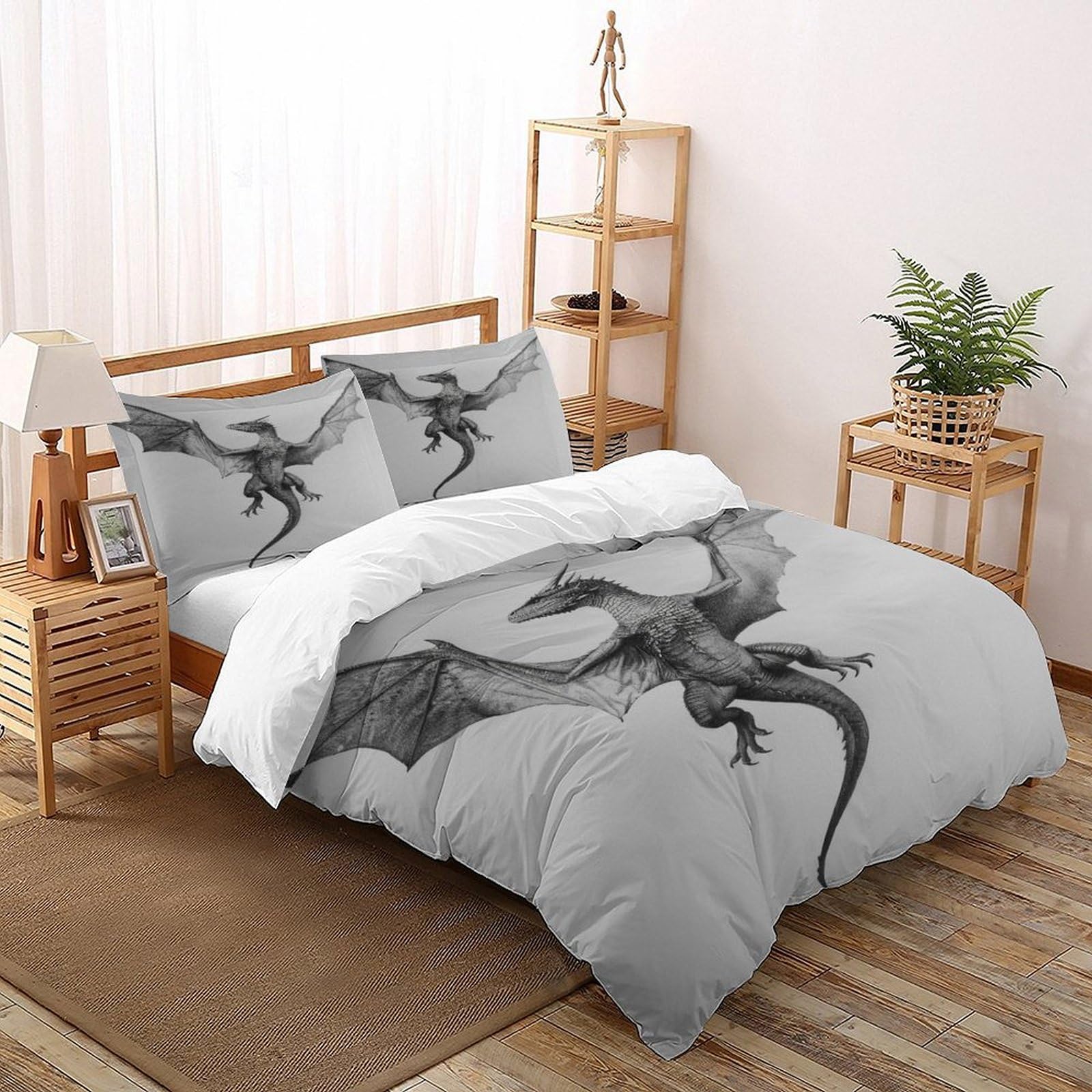 Parure de lit dragon en microfibre pour l'ambiance d'une chambre ado