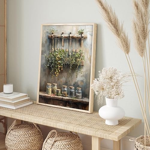 Miniatura 6 de Lienzo rústico de granja, arte de pared vintage para cocina, especias, arte de pared de cocina, especias de tomate, pintura al óleo de naturaleza