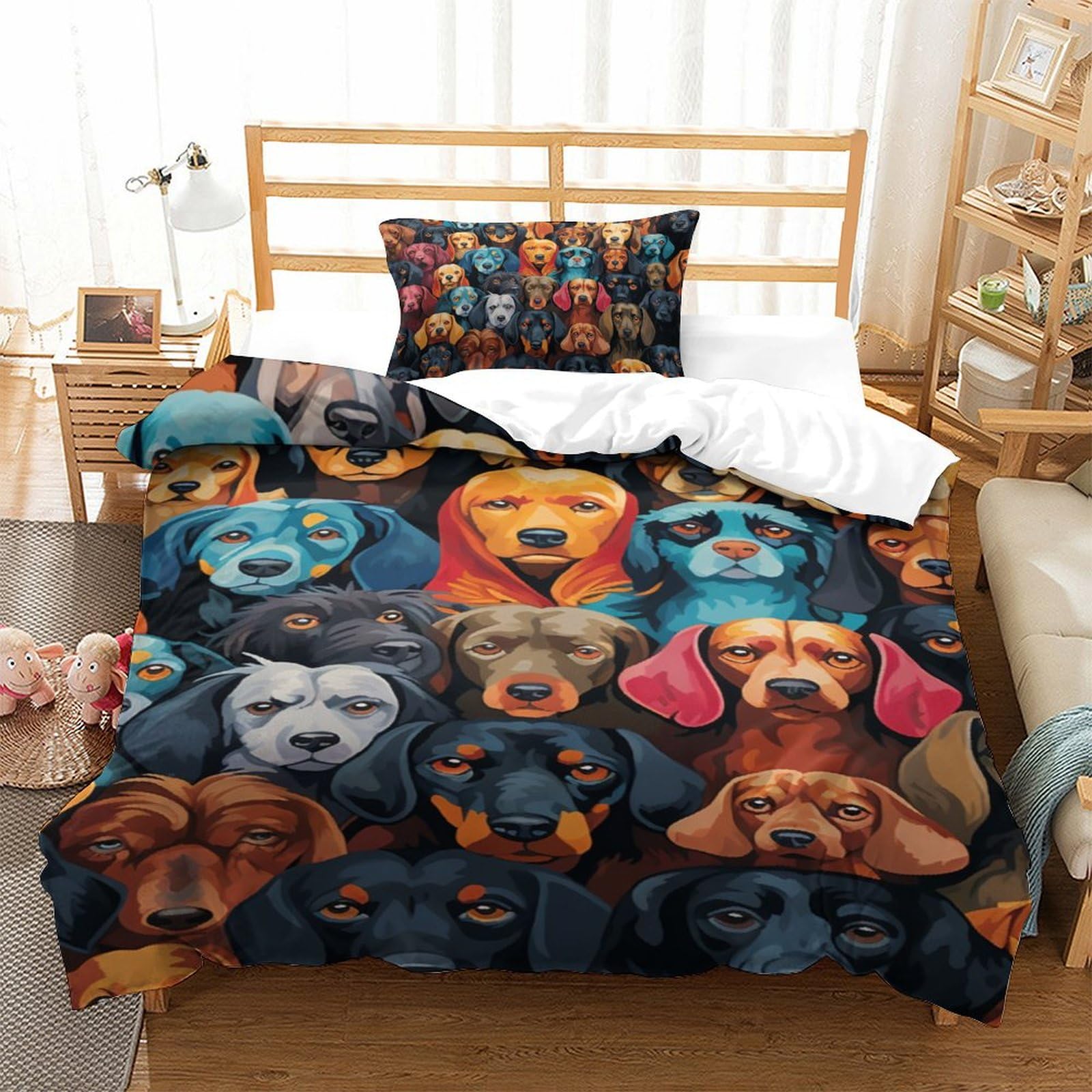 Parure de lit 3D Golden Retriever housse de couette respirante single 135x200cm