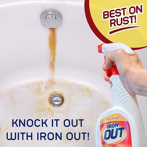 Miniatura 4 de Iron OUT Gel en aerosol removedor de manchas de óxido, elimina las manchas de óxido en baños, cocinas, lavandería y exteriores, fabricado