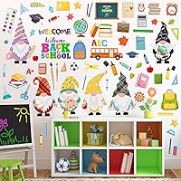 Vista 7 de 74 piezas de calcomanías adhesivas para pared de regreso a la escuela, calcomanías de acuarela, decoraciones de gnomo, búho, autobús, calcomanías