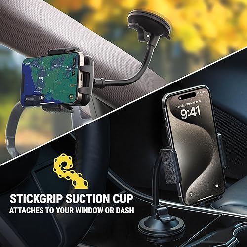 Miniatura 4 de Scosche Soporte universal 4 en 1 para teléfono celular con ventosa para ventilación de automóvil, tablero, consola, parabrisas, soporte ajustable