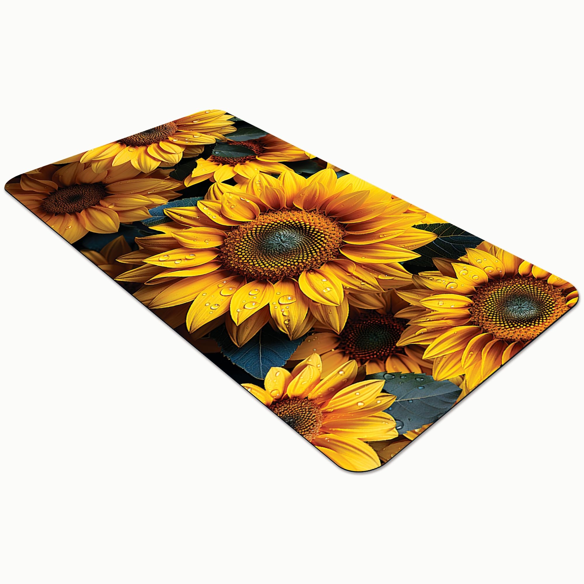 Comart - Tappeto Cucina Austin - Impermeabile - Antiscivolo - Antimacchia - Lavabile in Lavatrice - Passatoia in Poliestere - per Corridoio e Cucina - Made in Italy - Fiori Girasoli - 50x130 cm