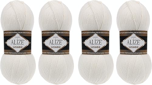 Miniatura 3 de Alize Lanagold - Hilo para tejer, lana para tejer, mezcla de hilo para tejer a mano, cálido, suave, natural, grueso, tejido a mano, lote de 4