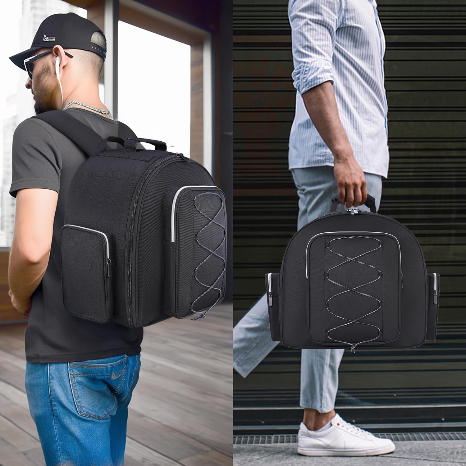 Snare Drum Bag 14 x 6.5'', Snare Drum Backpack Bag with 8MM Thick Padded, Drum Case Carrying Gig-bag with Multi-pocket, Heavy Duty, Durable, Comfortable