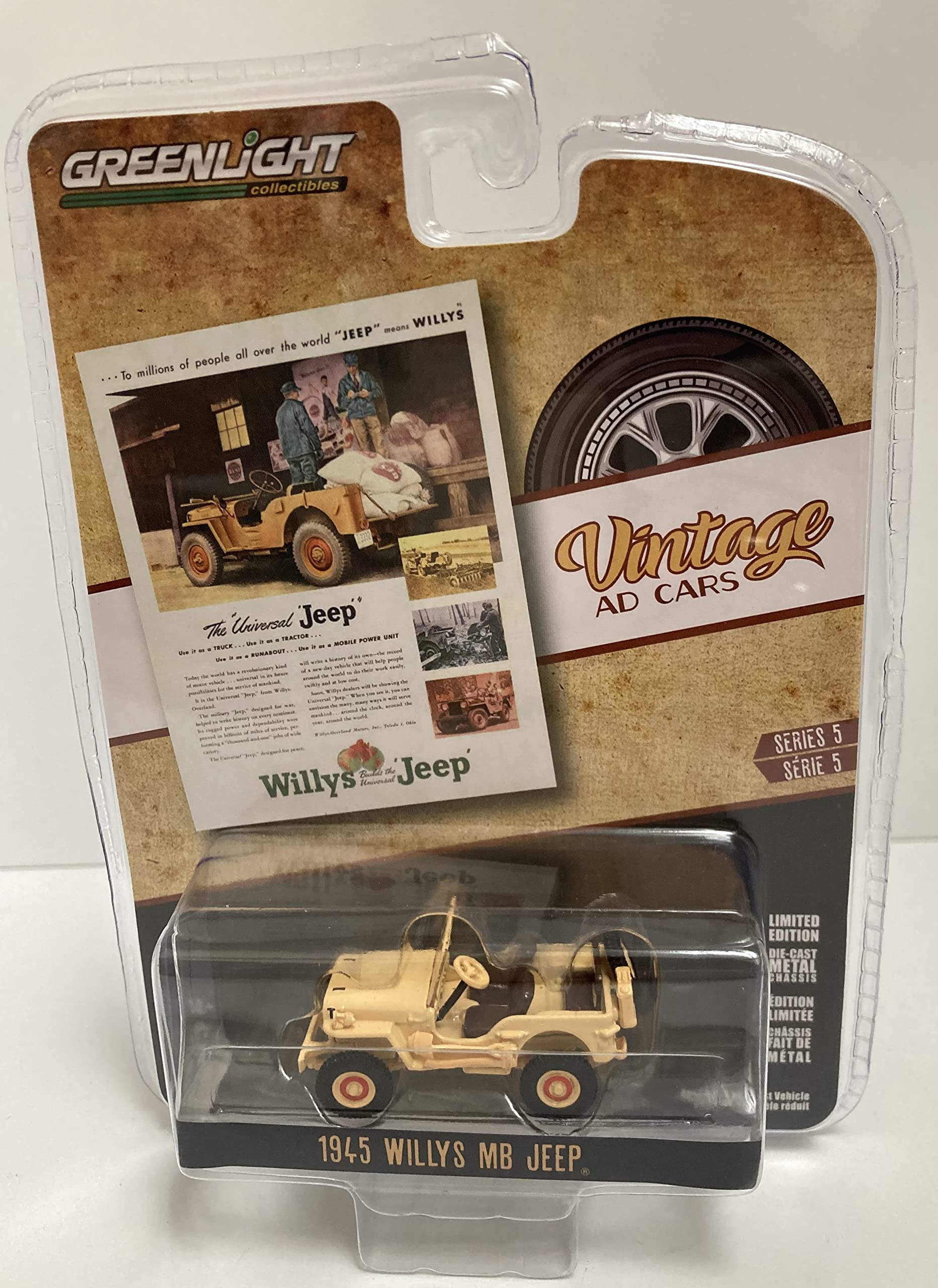 Road2racemodels Greenlight 1/64 Vintage Ad Cars 5 1945 Willys Mb Jeep "Universal Jeep" 39080A