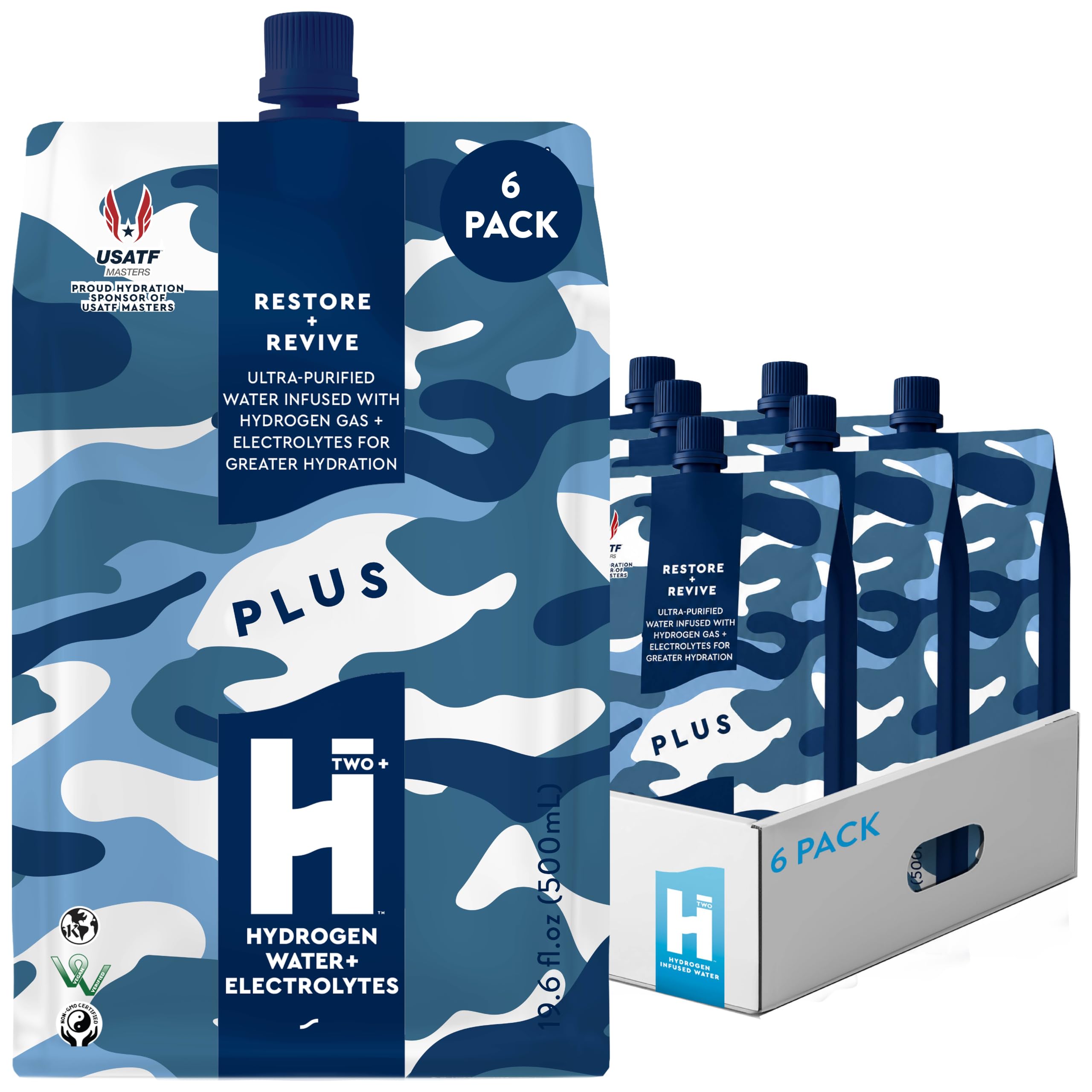 HTWO Bebida para Hidratação Esportiva com Hidrogênio Molecular e Eletrólitos 15 ppm, 6 sachês de 500 mL