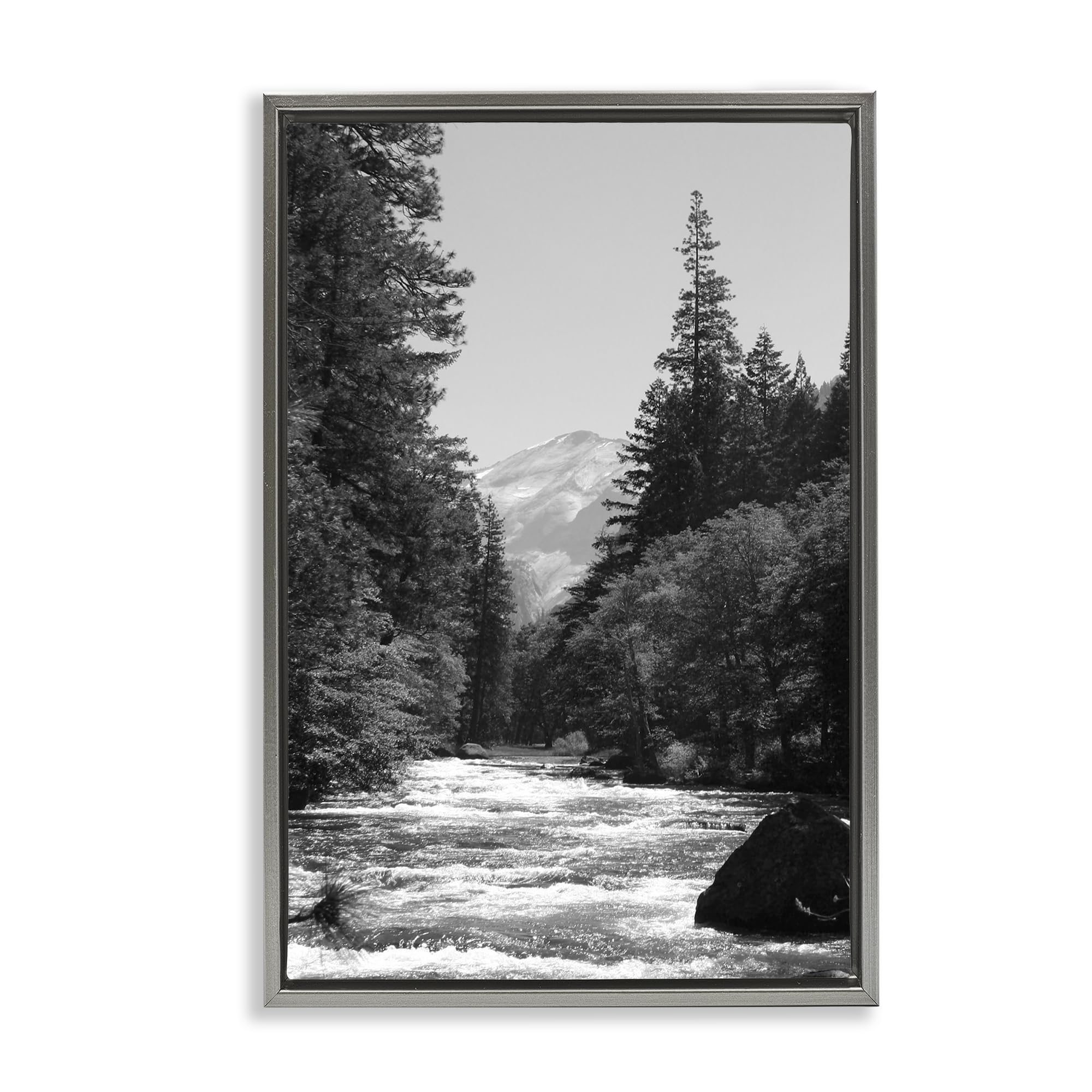 Stupell Industries Luster Gray (Matte) Merced River Flow Landscape, 16 X 24 Inch Canvas In Floater Frame