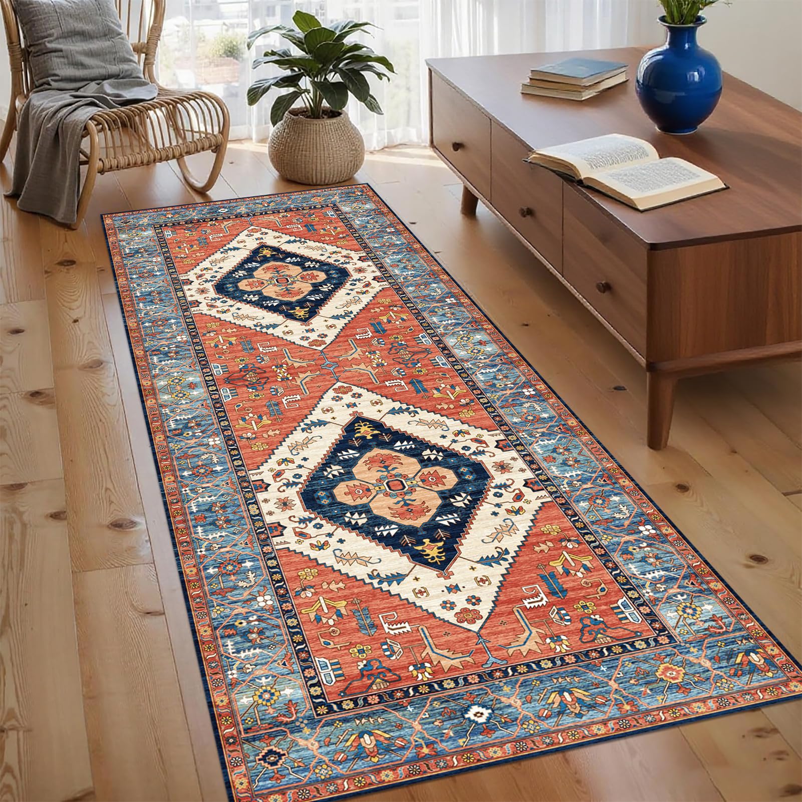 Tapis de Passage Long Lavable Tapis Cuisine Devant Evier pour Couloir 90 x 240 cm