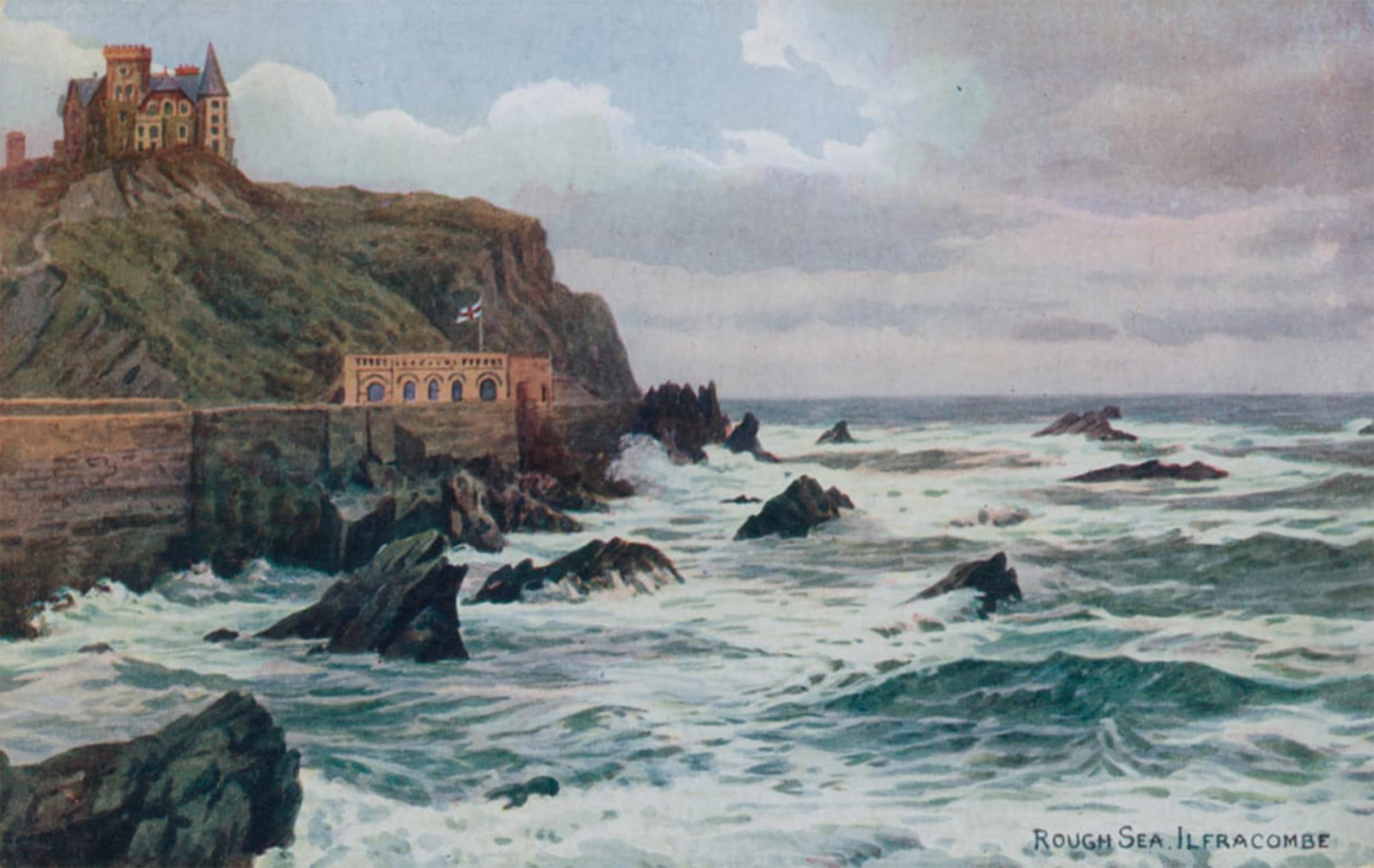 POSTERIIk Famous Modern Artwork Art Mural Rough Sea Ilfracombe by Alfred Robert Quinton Oil Paintings Pictures for Home Decor 60x90cm