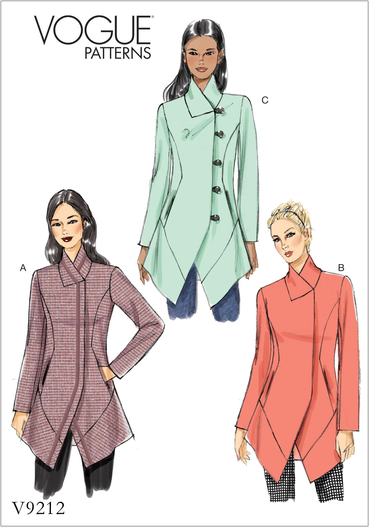 Vogue Patterns 9212 E5,Misses Jacket,Sizes 14-22, Tissue, Multicoloured, 15 x 0.5 x 22 cm