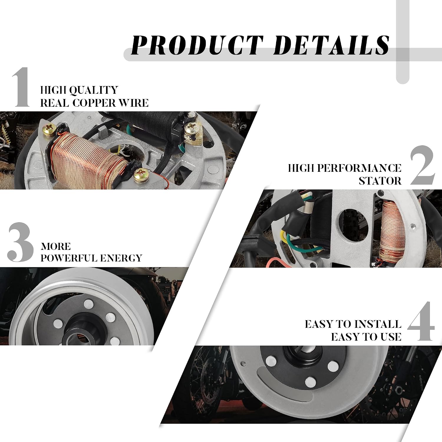 Ignition Magneto Stator Coil with Flywheel Rotor Kit with Plate for Suzuki 2 Stroke 100cc AX100 Copper Powersports Stators Direct Replacement of 2