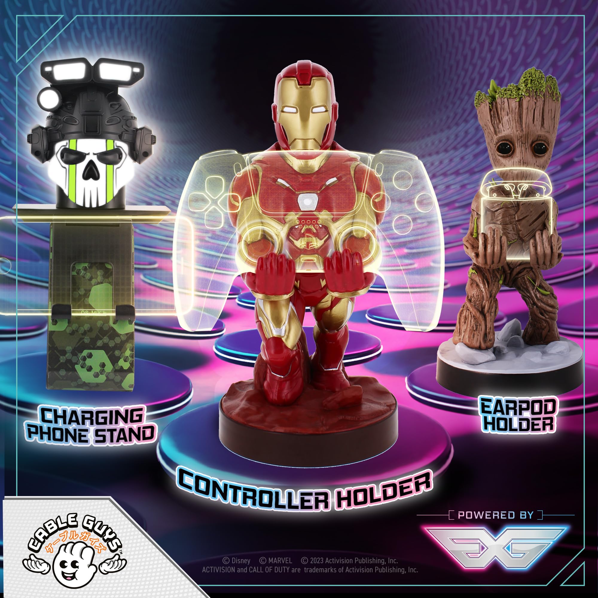 Cableguys Marvel Iron Man Controller Halter & Handy Ständer - Gaming Zubehör für Zimmer und Schreibtisch-Setup, Ständer Kompatibel mit Xbox-, PlayStation- & den meisten Standard-Controllern