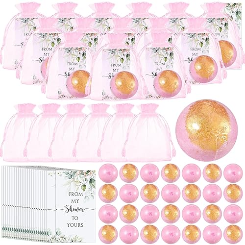 Heigble 30 juegos de bombas de baño rosadas, regalos de despedida de soltera para invitados, baby shower, bombas de baño envueltas individualmente