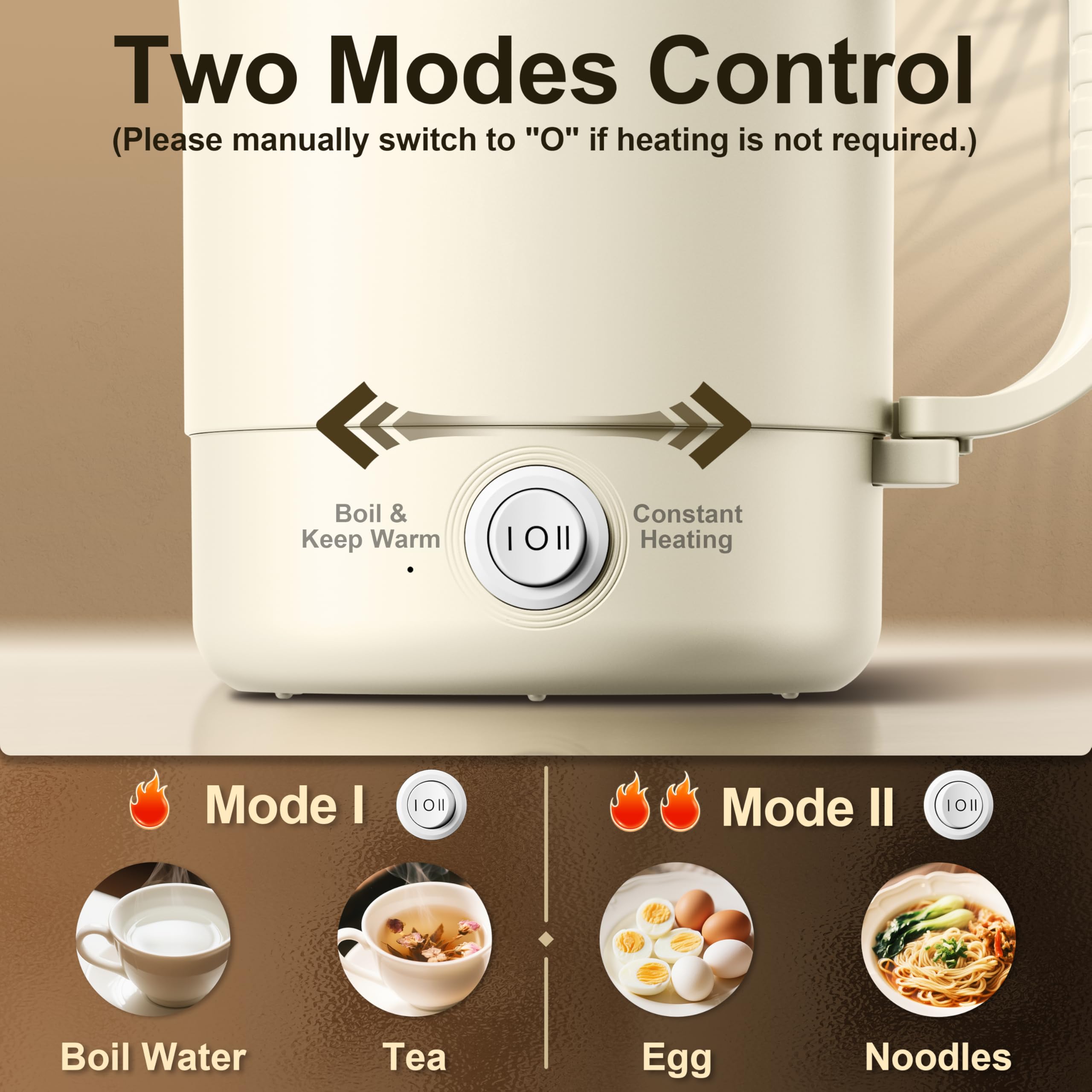 Hervidor de viaje portátil, hervidor eléctrico pequeño de 20.3 fl oz con mango plegable, caldera de agua plegable de acero inoxidable de grado alimenticio con dos modos, compacta para RV 4