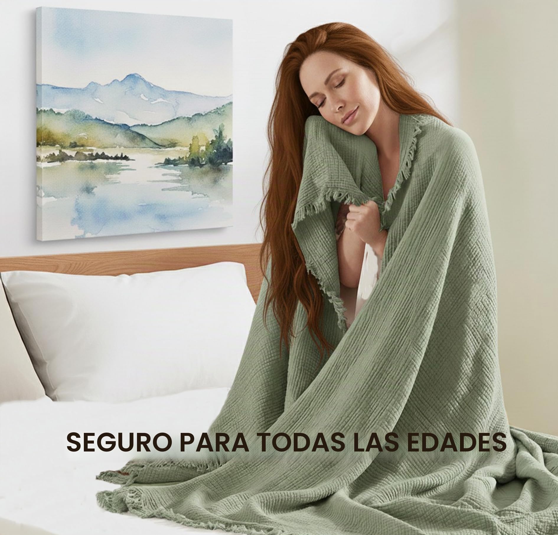KyraHome Manta de Gasa de Muselina 100% algodón orgánico de 60 x 80 Pulgadas para sofá, Adultos, Viajes, Planta prelavada de 4 Capas, teñida a Mano, Transpirable, Suave, acogedora, decoración del