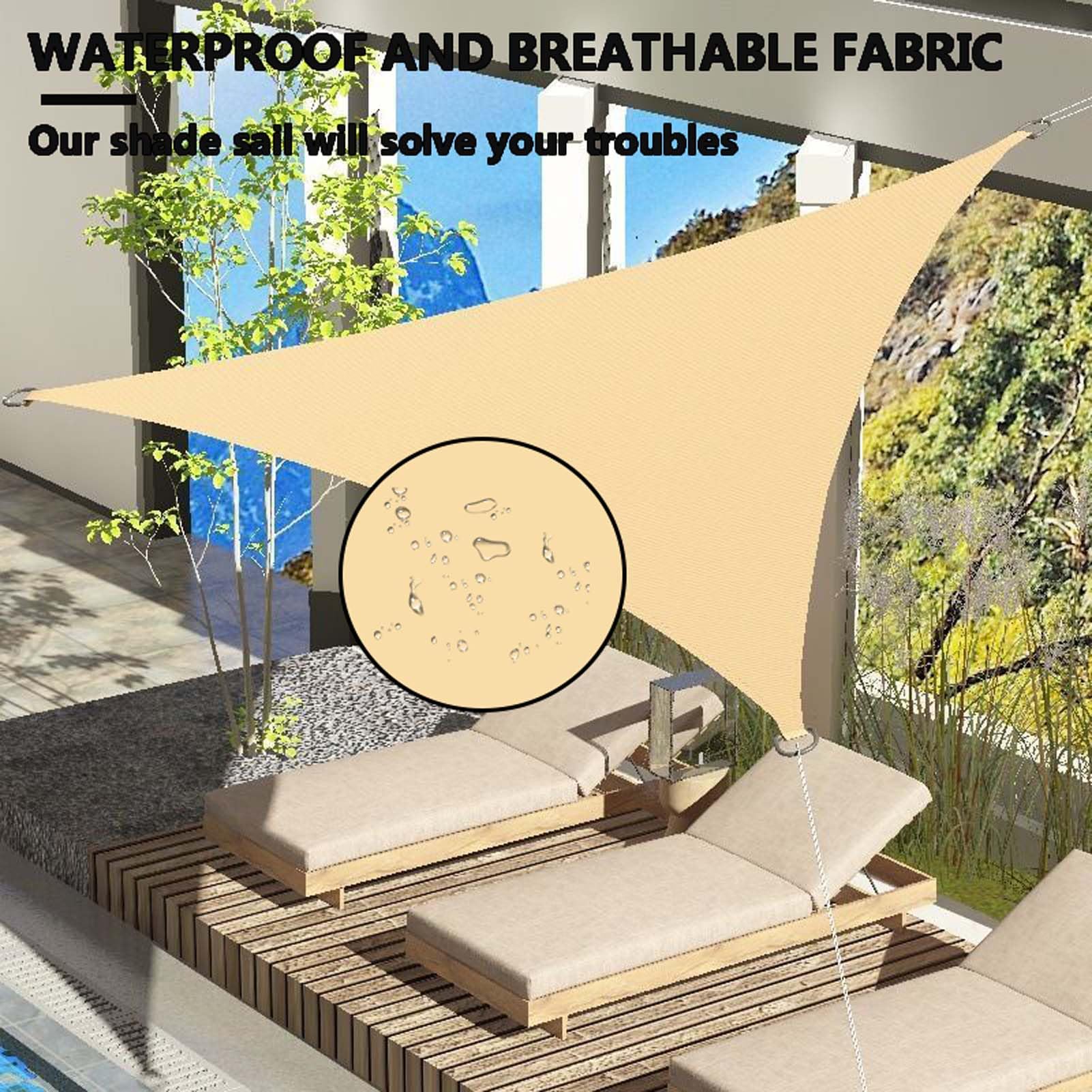 sonnensegel für autostellplatz Amunpitic Outdoor Sonnenschutz Segel 4x4x4m, Wasserdicht Dreieck Sonnenschutz 95% UV Schutz Windschutz Reißfest Wetterfest Terrasse, Choose Option:Pedals- Platform Aluminum 9/16