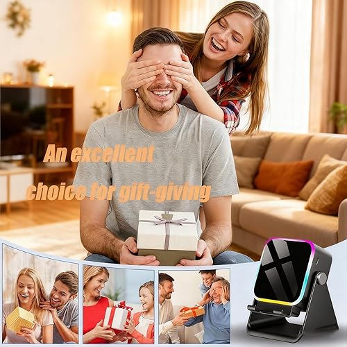 Miniatura 7 de Altavoz Bluetooth de inducción inalámbrico 5 en 1 con soporte ajustable para teléfono, cargador de soporte para teléfono, regalos de audio portátil,