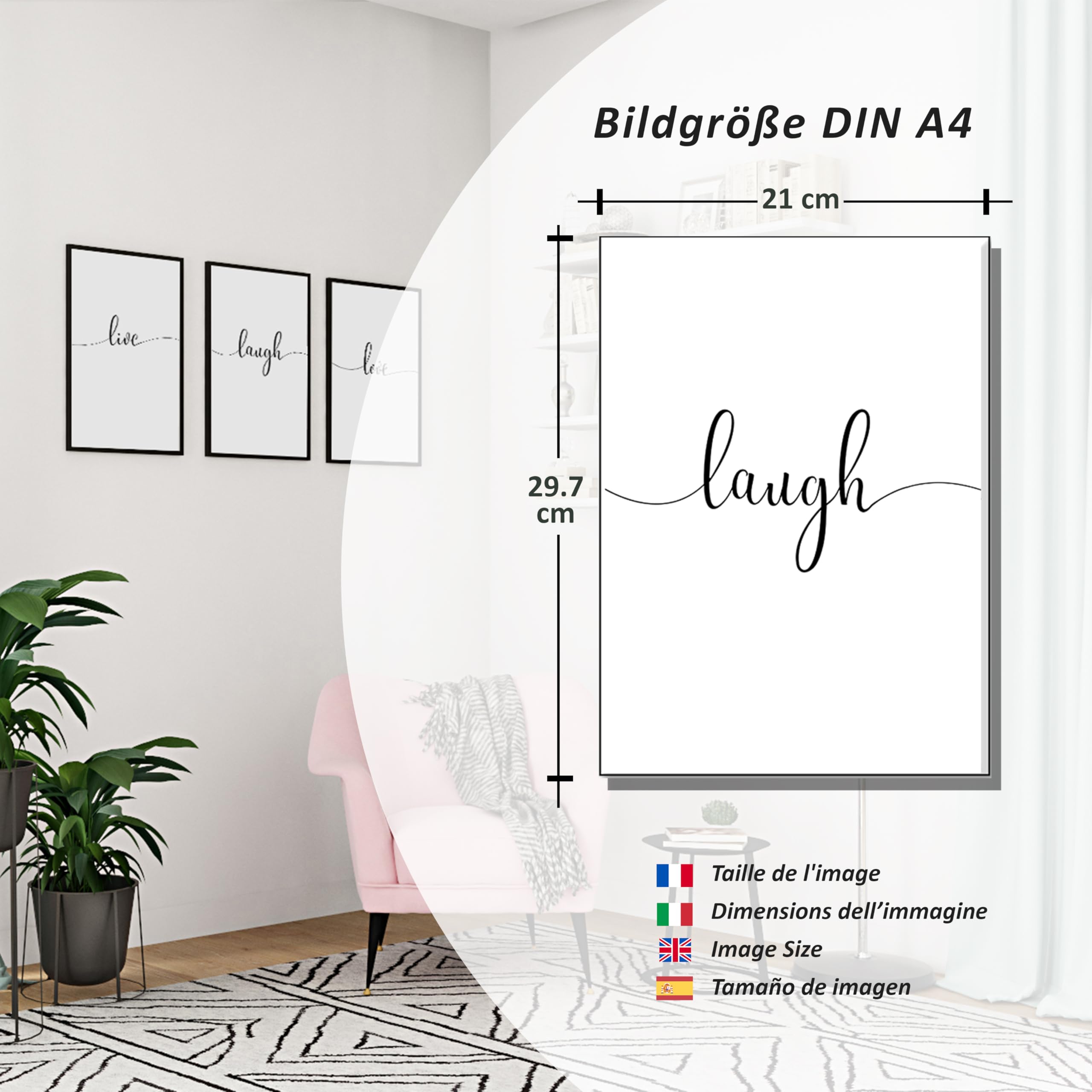 Poster Motivazionali Bianco E Nero Set Di 4 - Decorazione Moderna Per Ufficio E Casa, Formato A4 - Foto 7