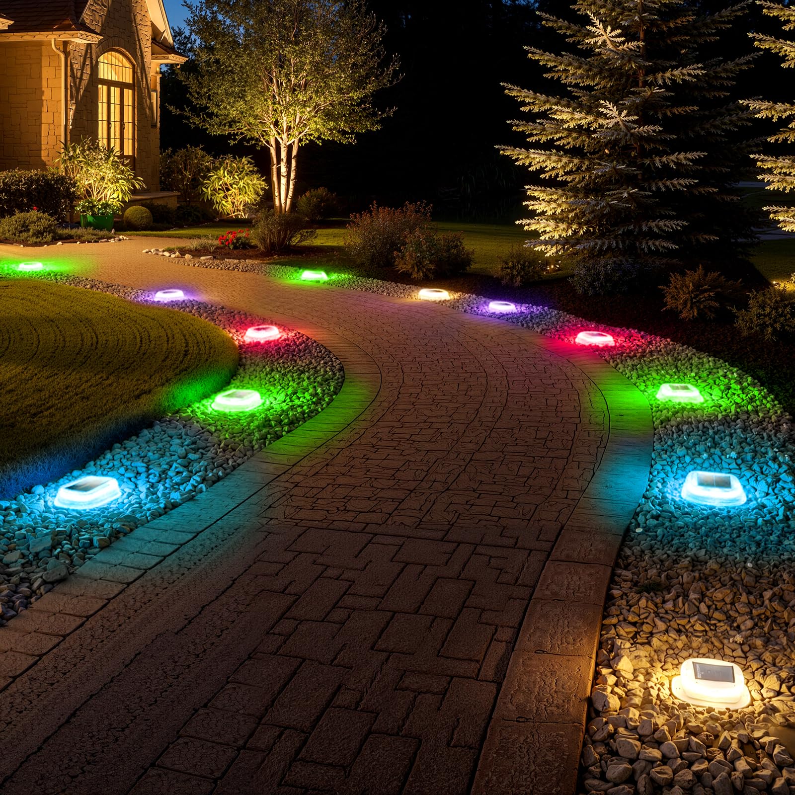 Photo 1 of AGPTEK RGB Solar Deck Lights with Remote Control 12 Pack, One-Click Sync