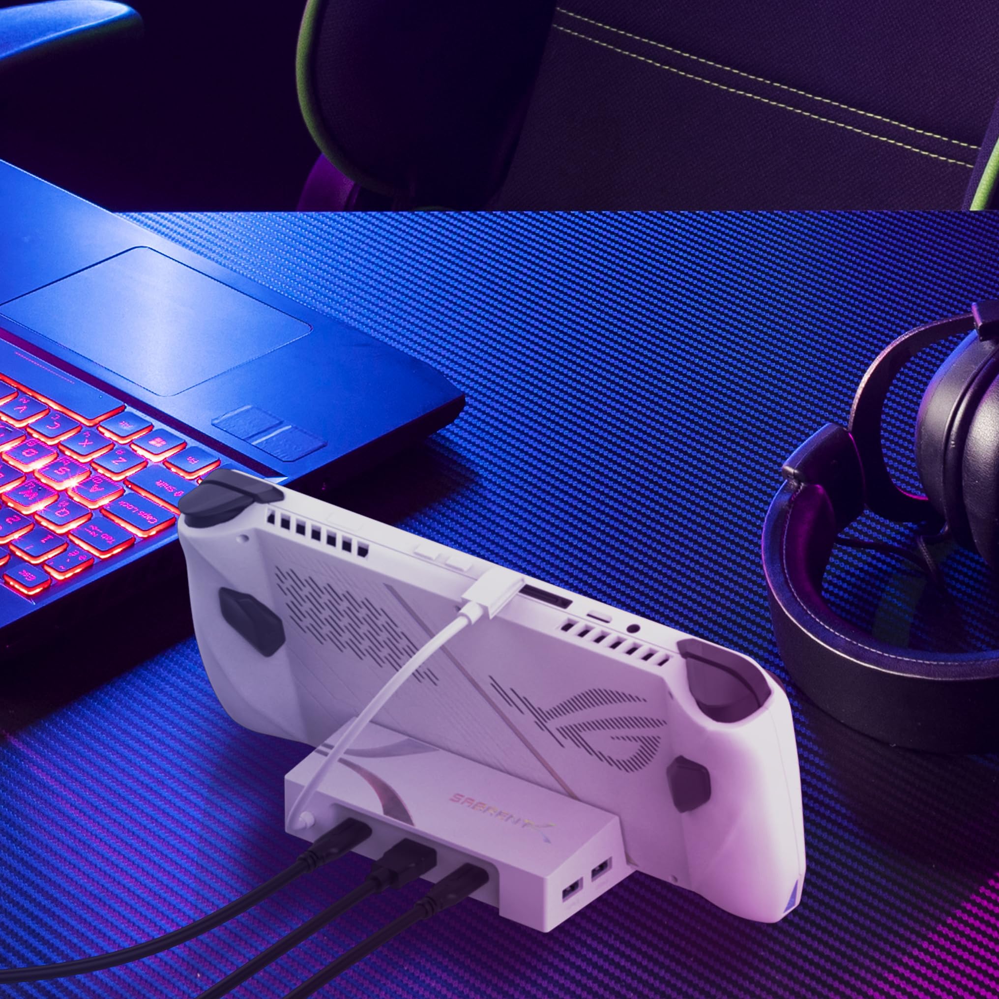 SABRENT Stacja dokująca do Asus ROG Ally, 6-portowy USB typu C, 4K przy 60 Hz HDMI, porty USB 5 Gb/s, zasilanie, kompaktowa konstrukcja do gier (DS-RA6P)