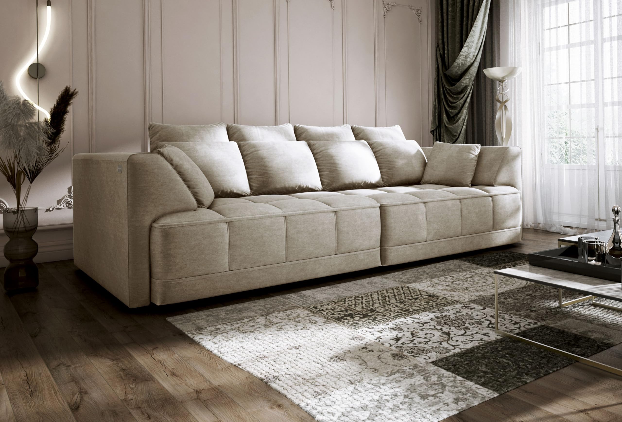 Big Sofa Tiga XXL, Schlafsofa, Couch, Schlafcouch mit Schlaffunktion 302 cm Breit (Cloud 3)
