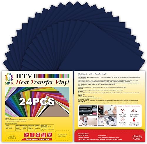 MR.R HTV Paquete de 12 láminas de vinilo de transferencia de calor de color negro de 12 x 10 pulgadas, vinilo para planchar para Cricut y máquina de