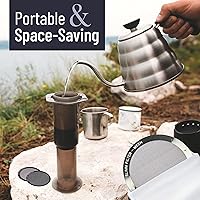 Vista 7 de Juego de filtros reutilizables – 2 piezas de metal de acero inoxidable – 2 filtros de metal de malla para cafetera AeroPress y máquina de café