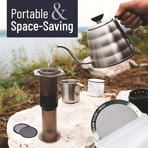 Miniatura 7 de Juego de filtros reutilizables  2 piezas de metal de acero inoxidable  2 filtros de metal de malla para cafetera AeroPress y máquina de café