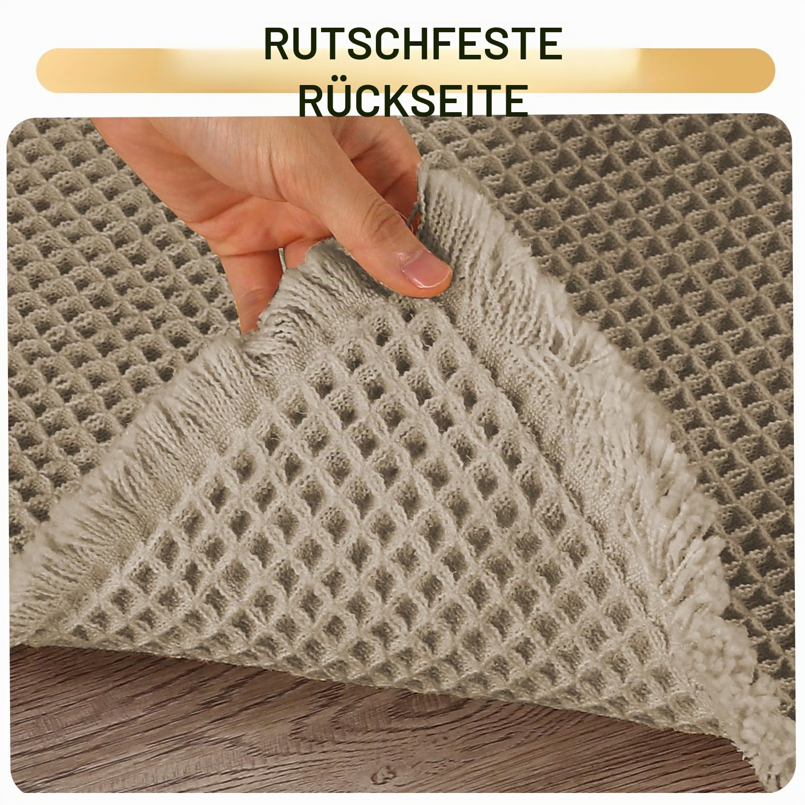 LINGKY Waffle Badematte rutschfest Badezimmerteppich mit rutschhemmender Rückseite Weich Badteppich Saugfähige Badvorleger Waschbar Duschvorleger für Badezimmer - 60x180 cm, Braun