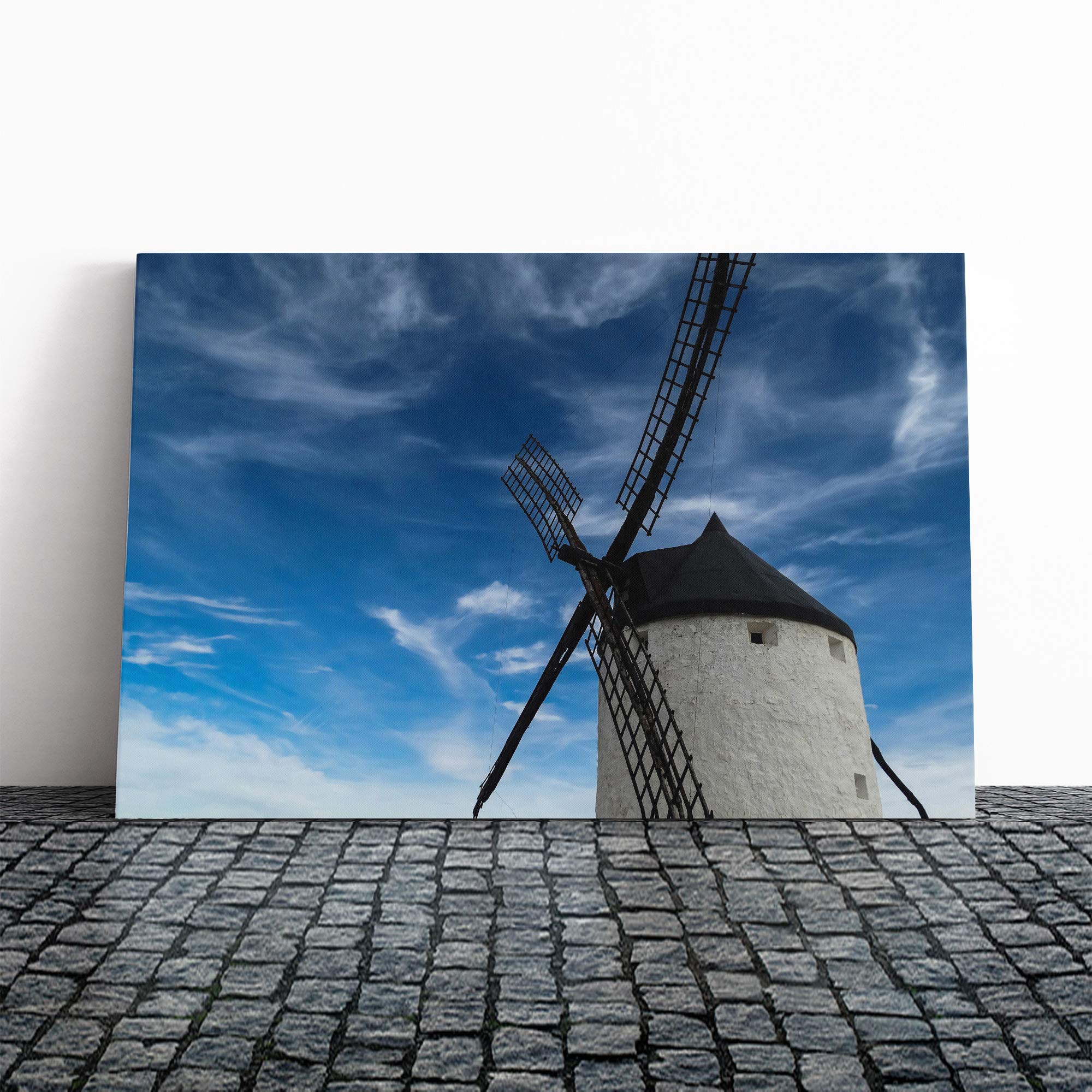 Windmill (2) Canvas Print | Gallery Wrapped 30mm Frame Wall Art | 24x16 inches | Ready to Hang | Modern Picture | Living Room Bedroom Lounge Office