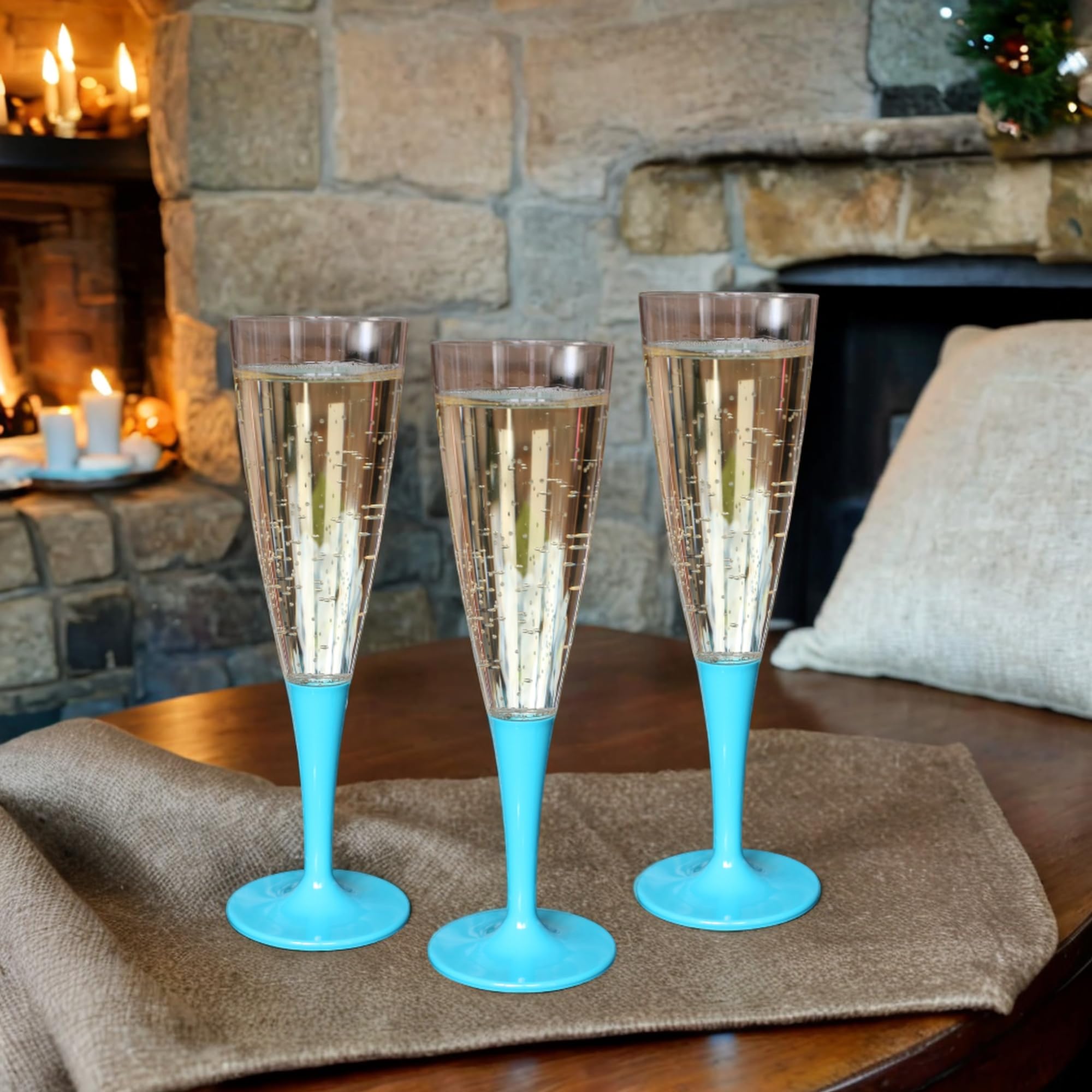 Table'Colors Lot de 100 Flutes Champagne Lavable et Réutilisable 14cl - Verre 100% Recyclable, Grande Stabilité, Rigidité Design Élégant - Parfait pour Anniversaire, Mariage (Turquoise)