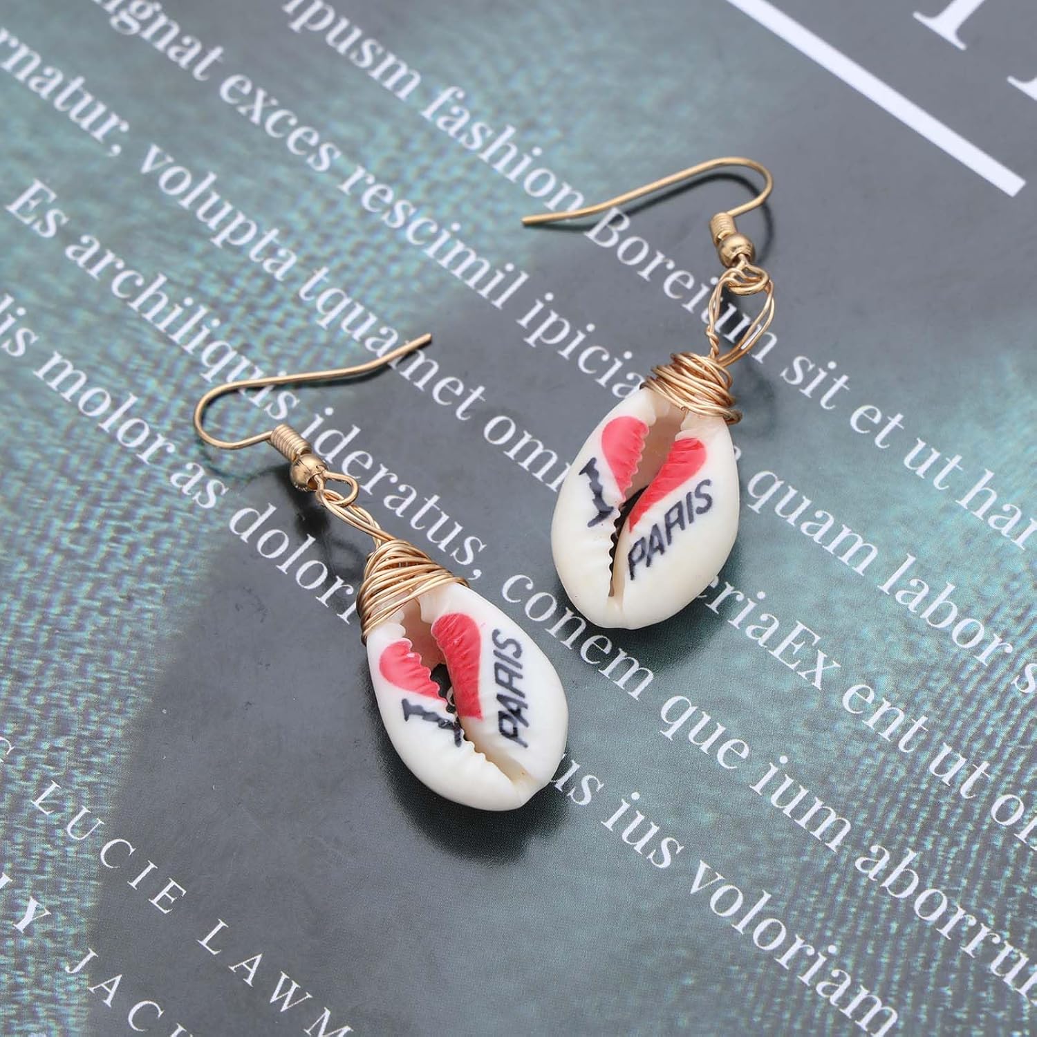 Boho Cowrie Shell Earrings Printed Seashell Dangle Earrings Summer Beach Natural Cowrie Earrings Gold Shell Hook Earrings Ocean Jewelry for Women - Image 3