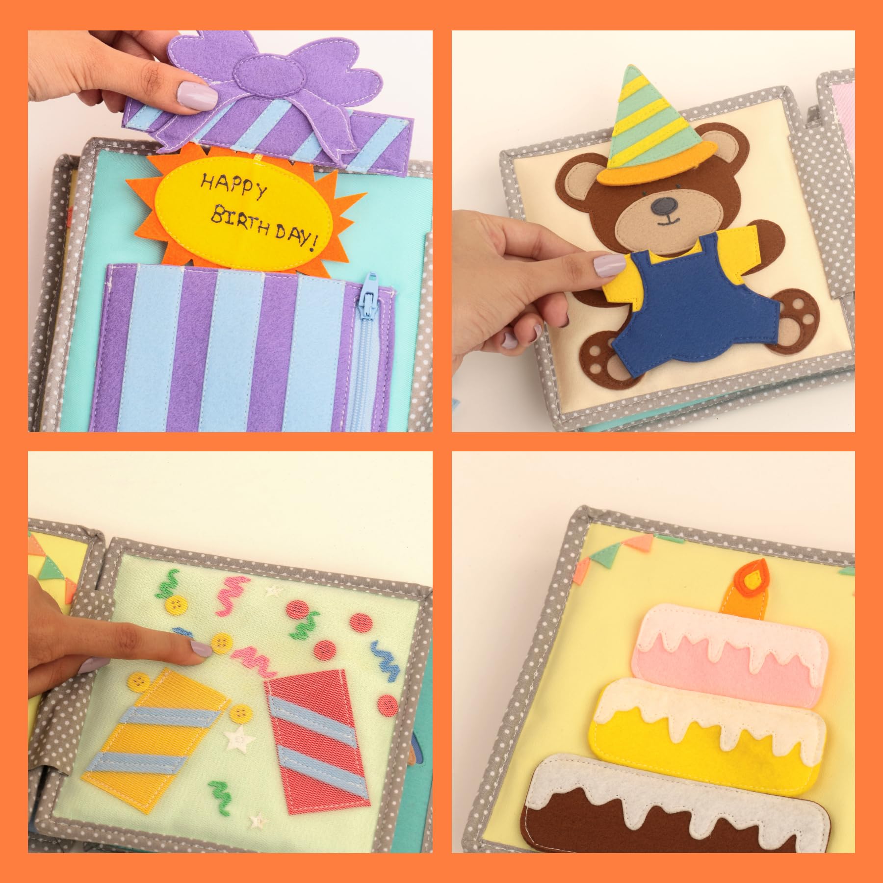 Happy Bearsday - 6 Pages Mini Quiet Book, Mehrfarbig, Small - Image 2
