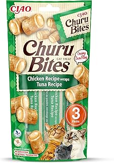INABA Churu Bites Keine Nebenerzeugnisse mit 40% Hühnerfleisch und 33% Thunfisch Katzenleckerlis | Getreidefrei, Zuckerfrei, Perfekt zum Verstecken von Tablette Katzen Leckerlies 30 g (1er Pack) product image