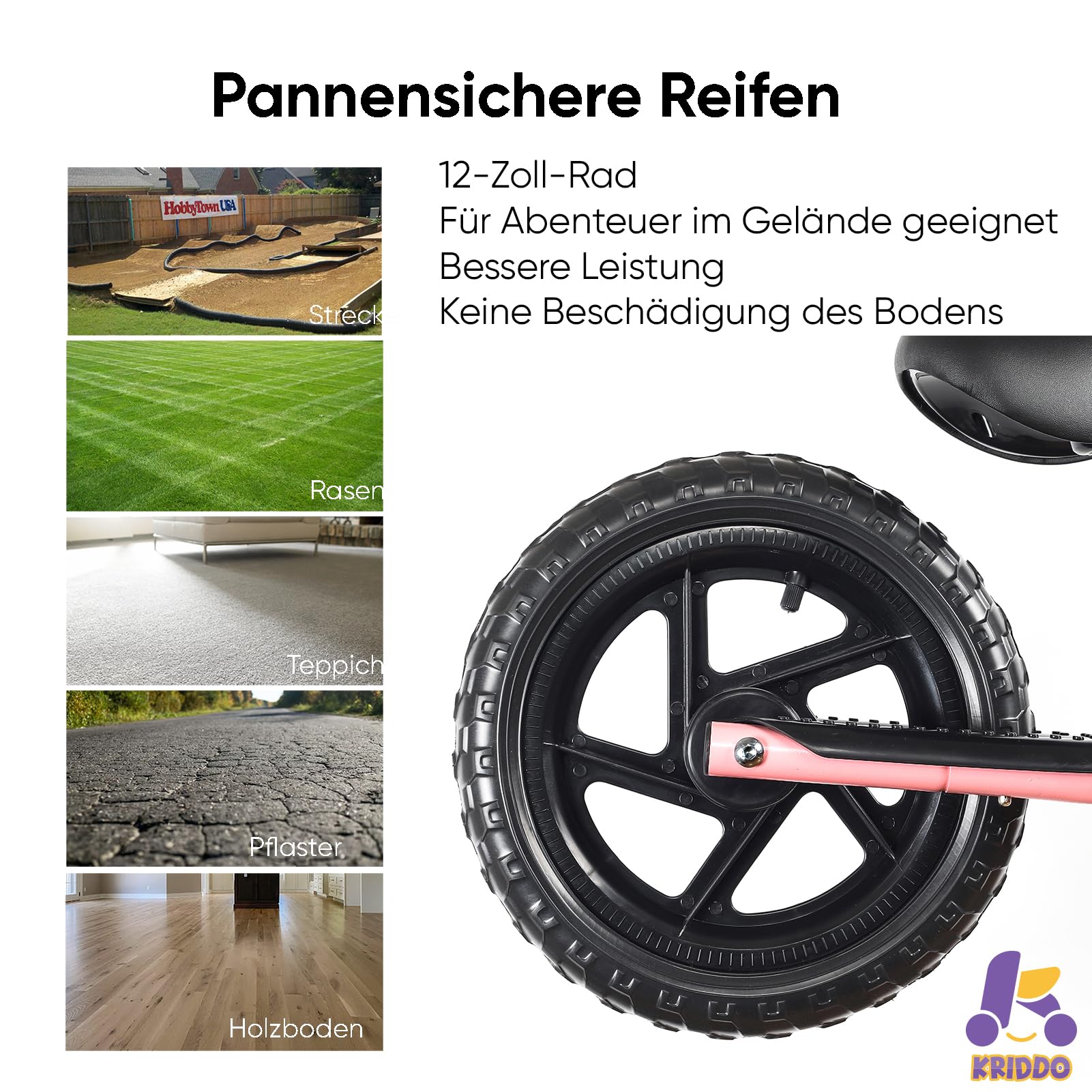 KRIDDO Kinder Laufrad ab 2 Jahre, Lauflernrad ab 18 Monaten bis 5 Jahren, interaktives Balance-Fahrrad mit Fußstütze und Lenker, Geschenk für Jungen und Mädchen zum Geburtstag, Baby Spielzeug | 2 Jahre