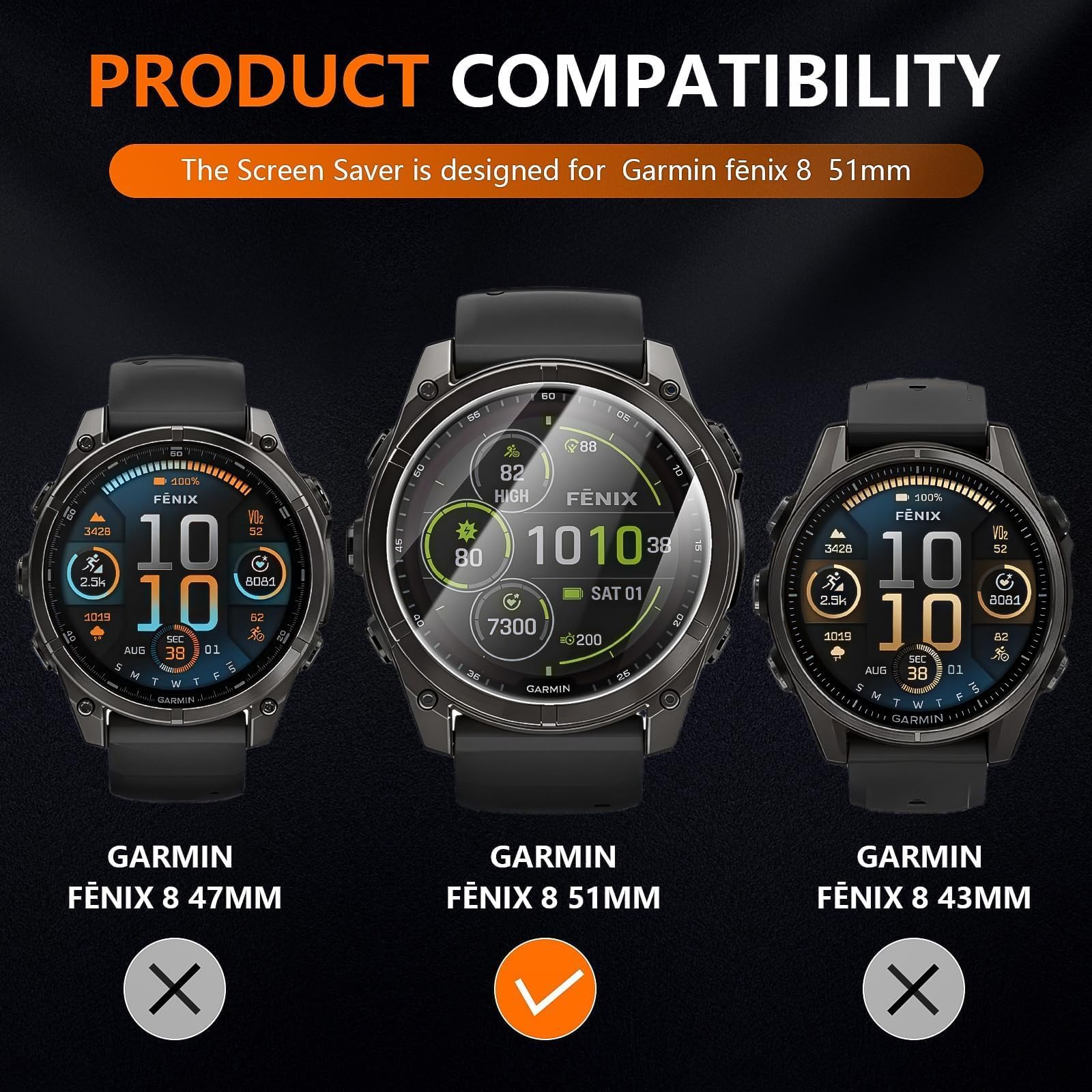 Diruite 4 Sztuki Ochraniacz Ekranu do Garmin Fenix ​8 51 mm/Fenix 8 Pro AMOLED 51mm/Fenix ​​7X/​​Solar/Sapphire Solar,HD Szkło Hartowane Folia Ochronna