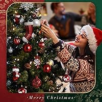 Vista 6 de SOLEDI Juego de 128 piezas de decoración para árbol de Navidad, adornos de Navidad surtidos, bolas de Navidad preatadas para decoraciones colgantes