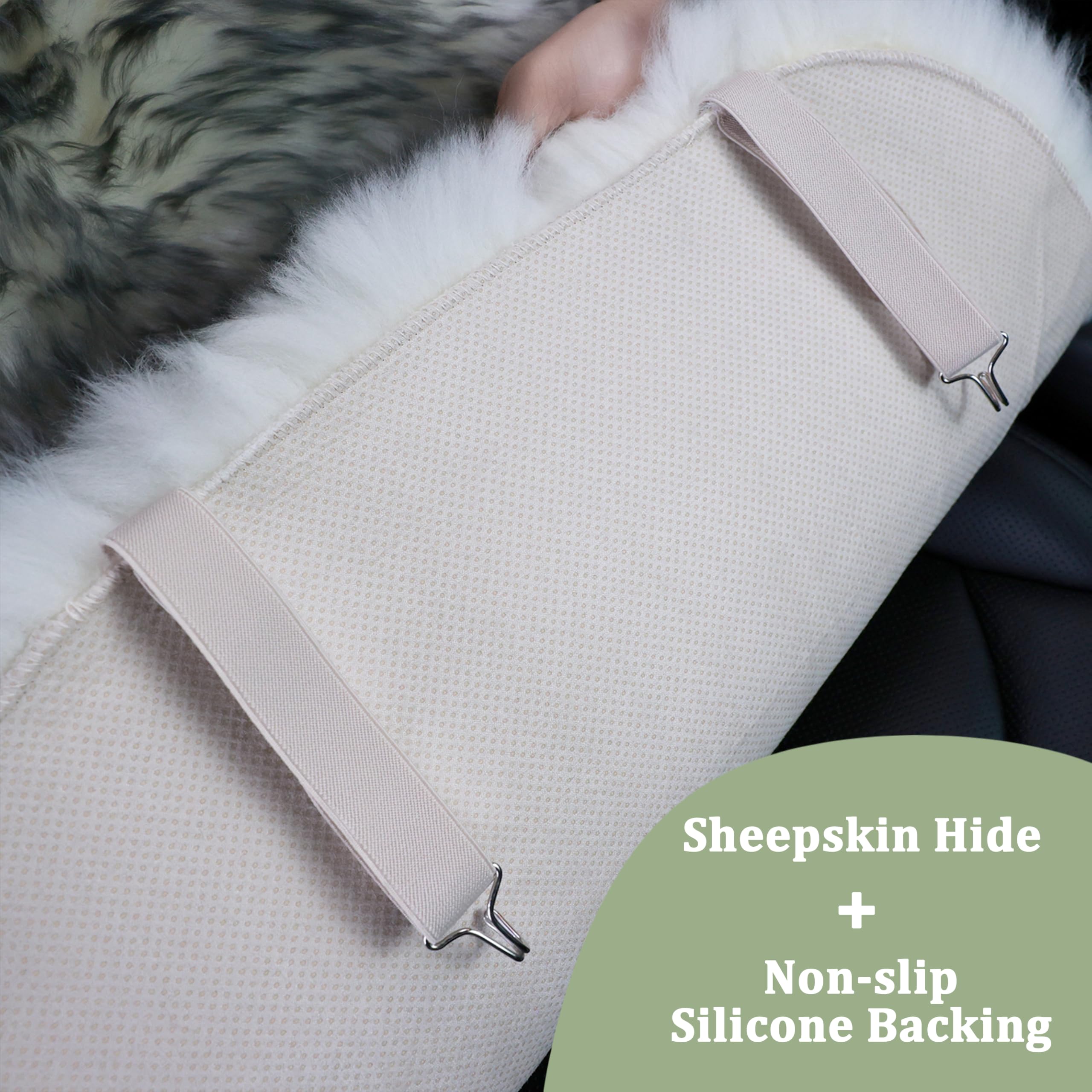 1Pc Faux Sheepskin Wool Fur Car Seat Cover For Cars SUV Trucks Universal Fit, Soft Plush Synthetic Wool Buck Fur Car Seat Cushions By FLMaples (White - View #7