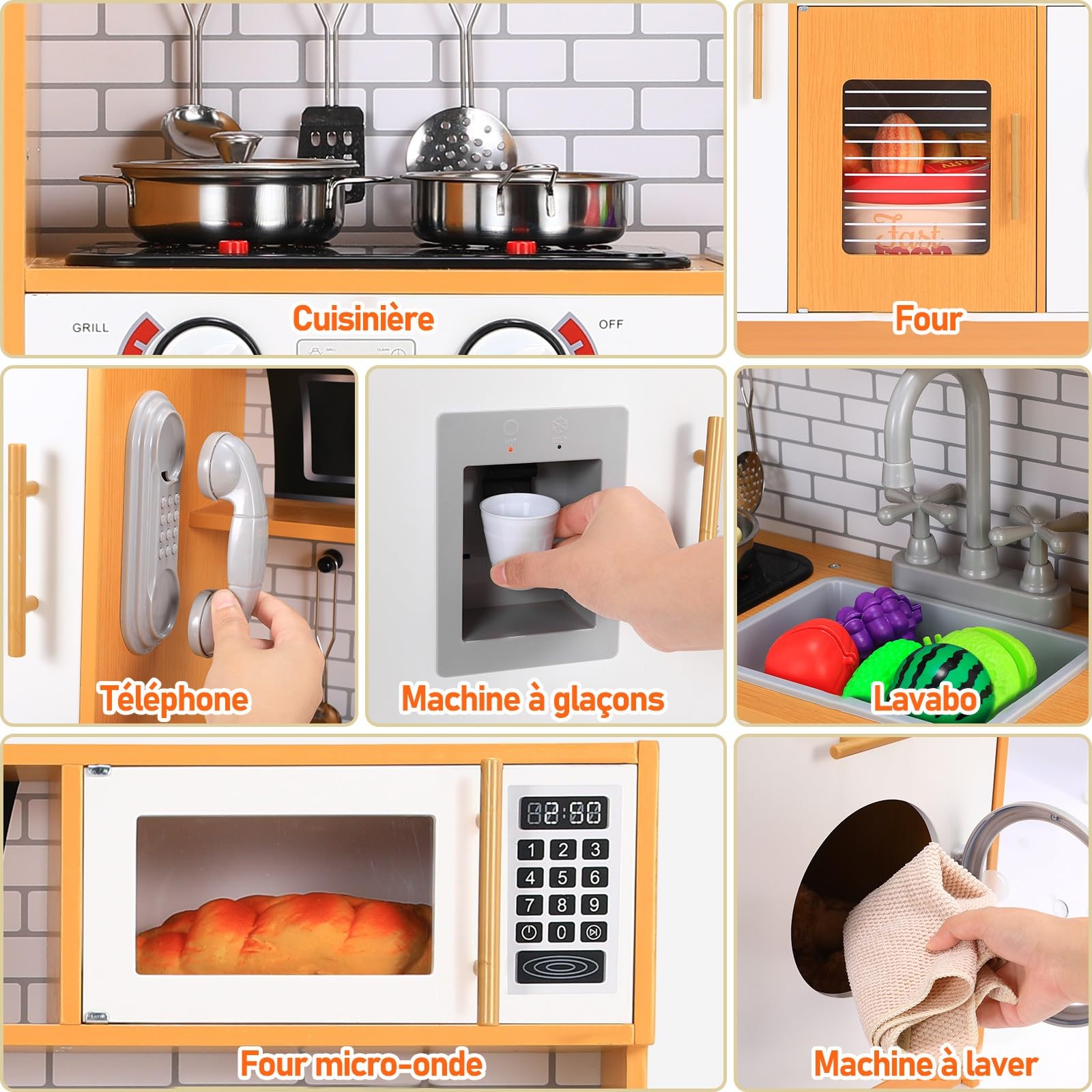 Cuisine En Bois Enfant Ustensiles De Cuisine Playset Mini Avec Effets Lumineux Et Sonores 1 Set