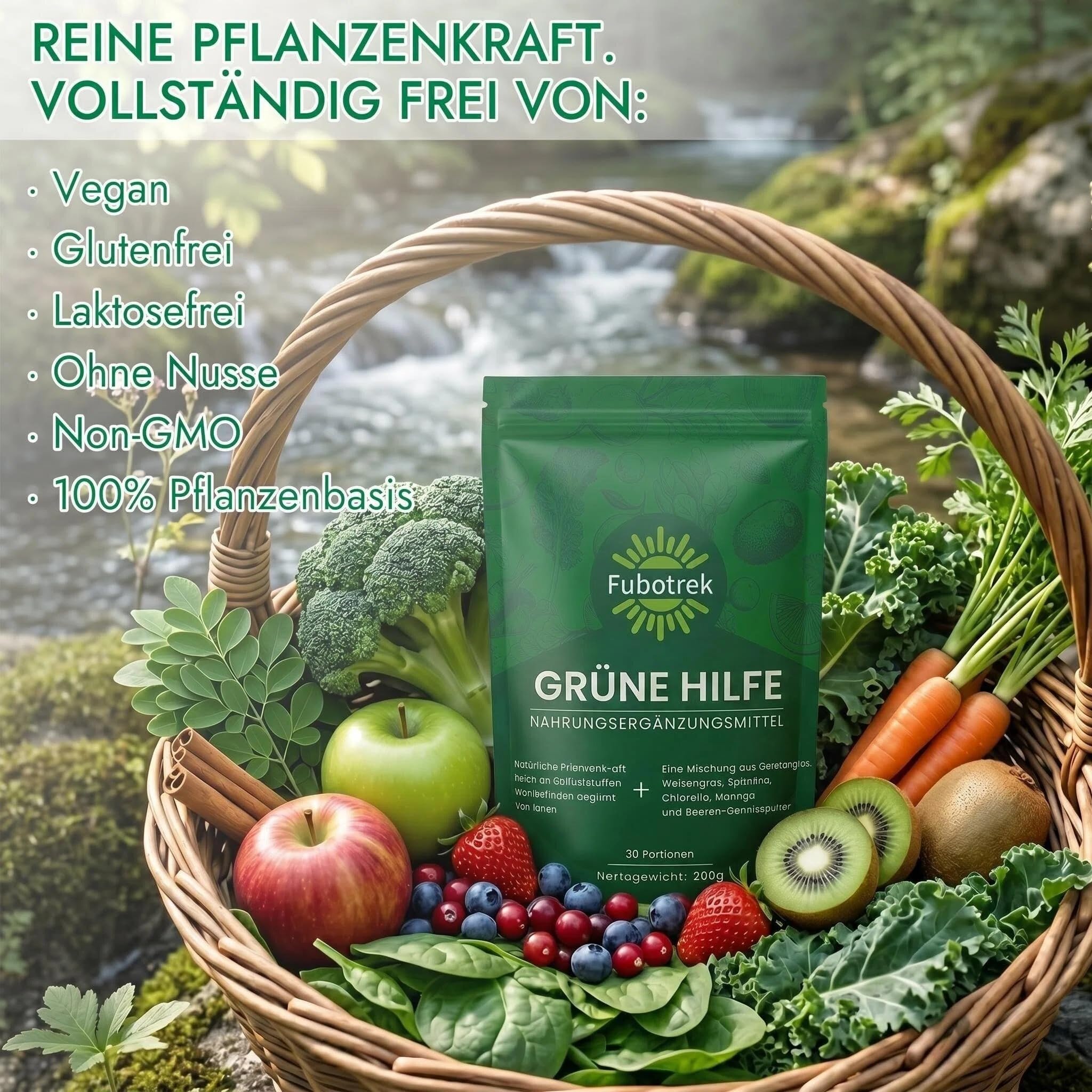 Grüne Entgiftungspulver, 200g Grüne Superfood Pulver Helfer, Greens Pulver mit Matcha Spirulina, Gerstengras, Moringa, Ballaststoffreich & Vegan | Natürliches Pflanzenpulver für Alltag & Ernährung