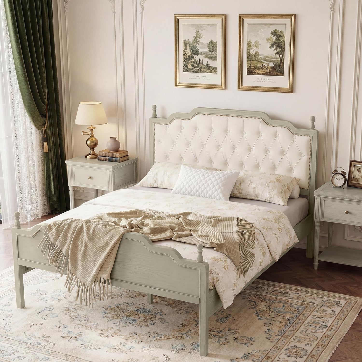 Amazon.com: Chogori Elegant King Size Bed Frame with Upholstered Tufted ...