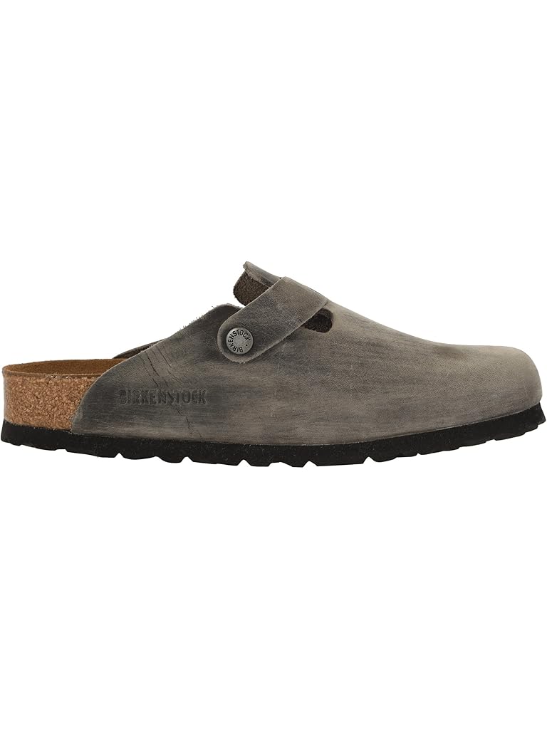 Gray Birkenstock Boston Soft Footbed - Oiled Leather (Unisex)