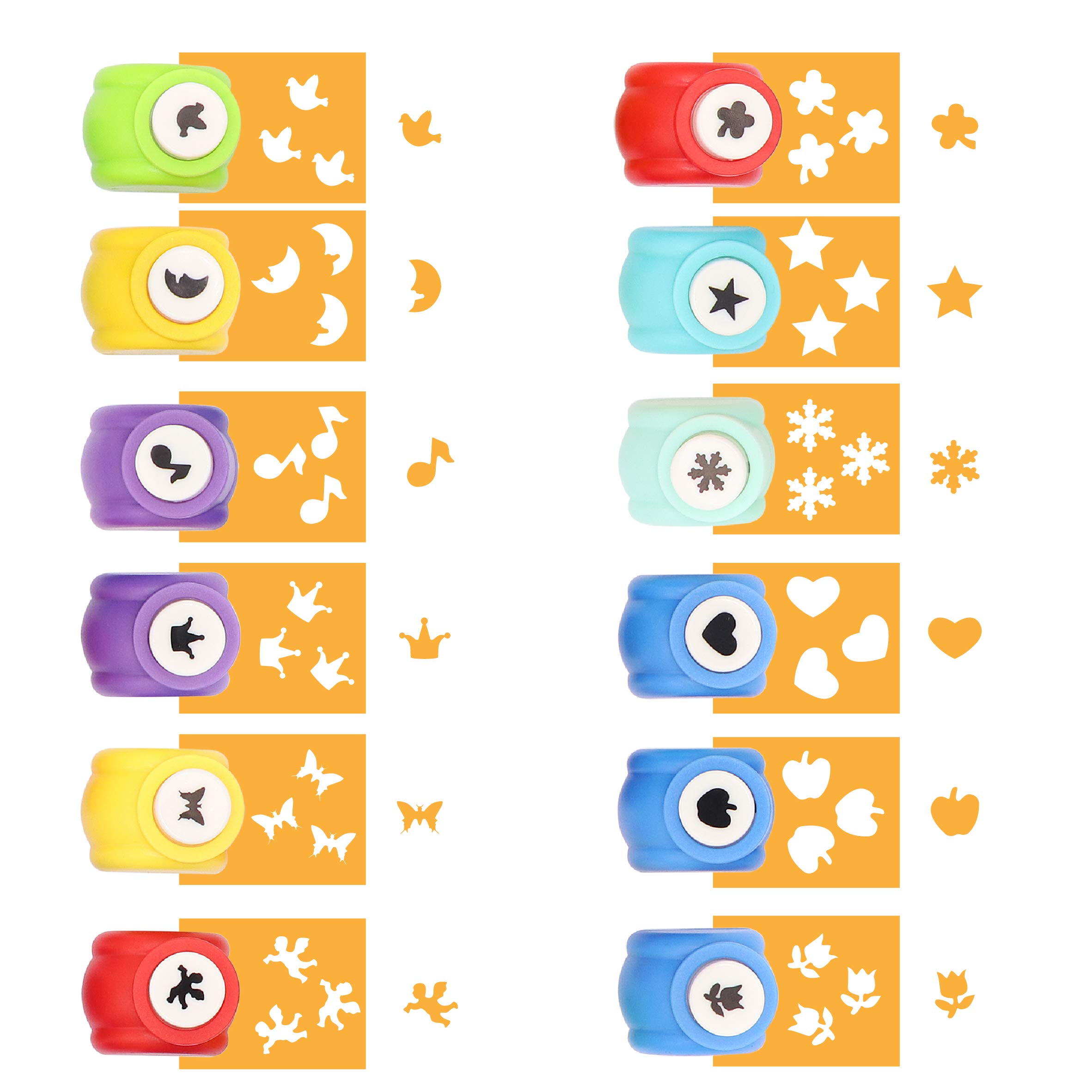 Amazon | ミニペーパークラフトパンチ12個 カラフルクラフトパンチ型